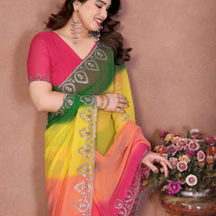 Multicolor Georgette Embroidered Designer Saree