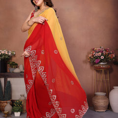 Red Georgette Embroidered Designer Party Saree