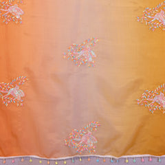 Orange Yellow Gold Crush Embroidered Designer Saree