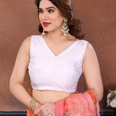 Pink Orange Gold Crush Embroidered Designer Saree