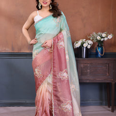Rama Gold Crush Embroidered Designer Saree