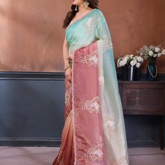 Rama Gold Crush Embroidered Designer Saree