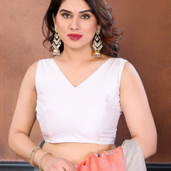 Rama Peach Gold Crush Embroidered Designer Saree
