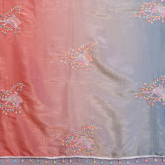 Rama Peach Gold Crush Embroidered Designer Saree