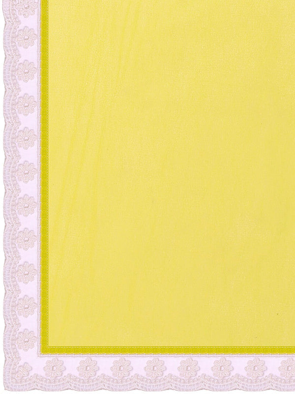 Lemon Georgette Embroidered Designer Saree
