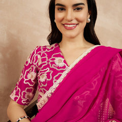 Pink Georgette Embroidered Designer Saree