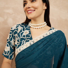Rama Georgette Embroidered Designer Saree