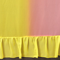 Pink Yellow Ruffle Georgette Saree