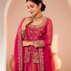 Stylish Embroidered Kurta Set with Dupatta (Pink)
