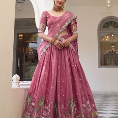 Embroidered Semi Stitched Lehenga Choli (Multicolor)