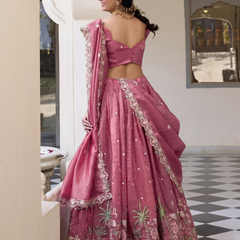 Embroidered Semi Stitched Lehenga Choli (Multicolor)