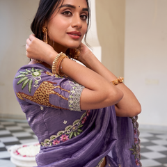 Embroidered Semi Stitched Lehenga Choli (Purple)