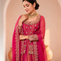 Stylish Embroidered Kurta Set with Dupatta (Pink)