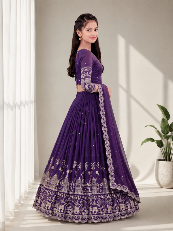 Girls Lehenga Choli Ethnic Wear Embellished Lehenga
