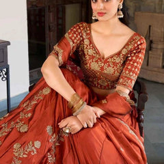 Embroidered Semi Stitched Lehenga Choli