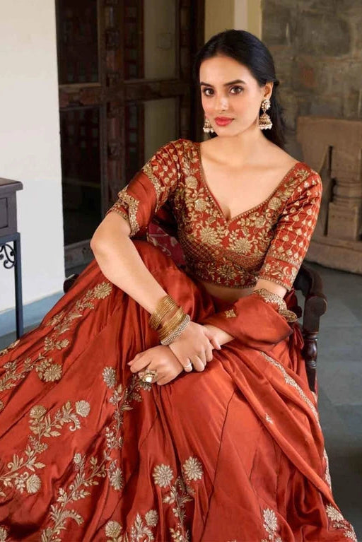Embroidered Semi Stitched Lehenga Choli