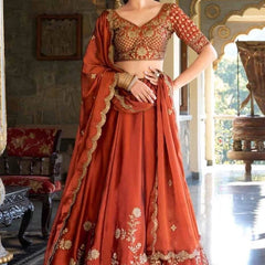 Embroidered Semi Stitched Lehenga Choli