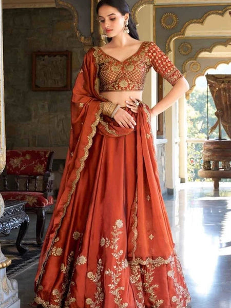 Embroidered Semi Stitched Lehenga Choli