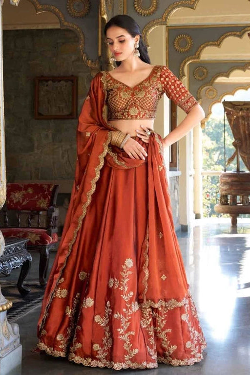Embroidered Semi Stitched Lehenga Choli