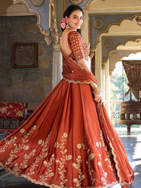 Embroidered Semi Stitched Lehenga Choli