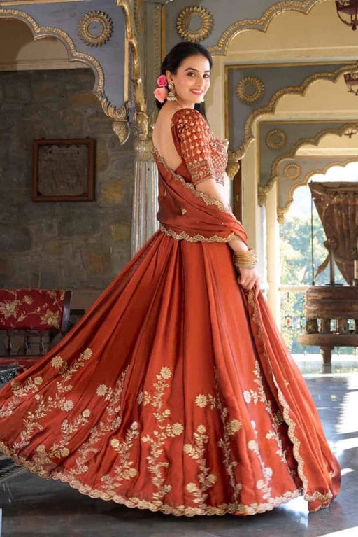 Embroidered Semi Stitched Lehenga Choli