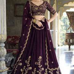 Embroidered Semi Stitched Lehenga Choli