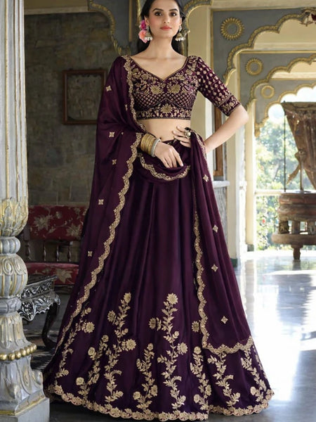 Embroidered Semi Stitched Lehenga Choli