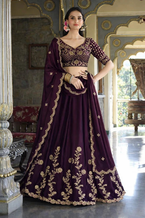 Embroidered Semi Stitched Lehenga Choli