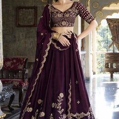Embroidered Semi Stitched Lehenga Choli