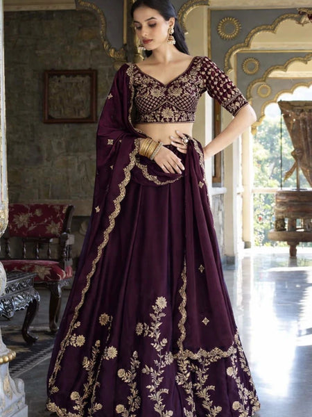 Embroidered Semi Stitched Lehenga Choli
