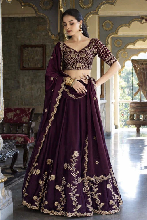 Embroidered Semi Stitched Lehenga Choli