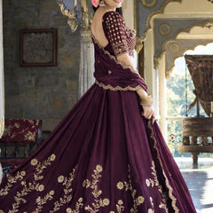 Embroidered Semi Stitched Lehenga Choli