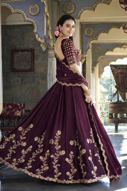 Embroidered Semi Stitched Lehenga Choli