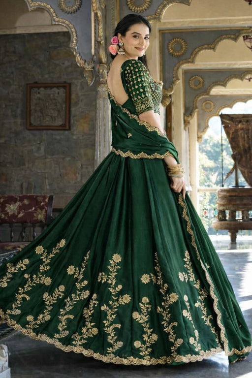 Embroidered Semi Stitched Lehenga Choli