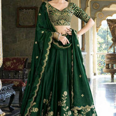 Embroidered Semi Stitched Lehenga Choli