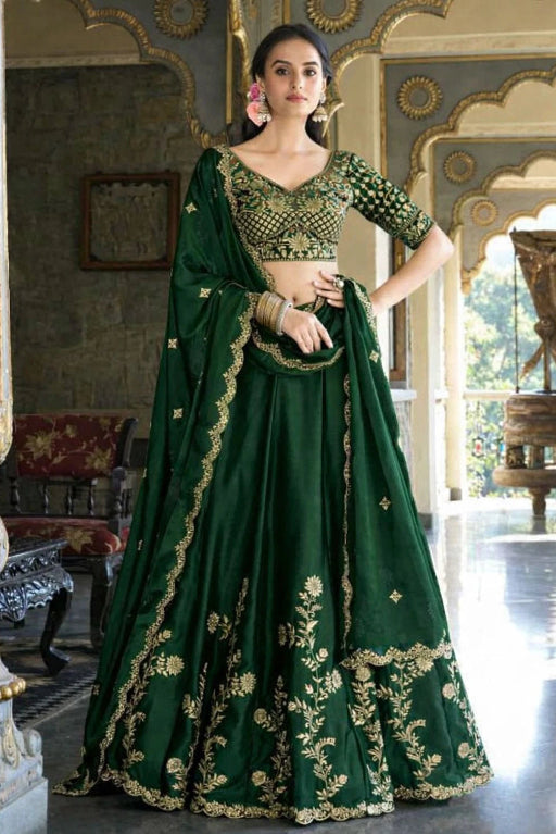 Embroidered Semi Stitched Lehenga Choli