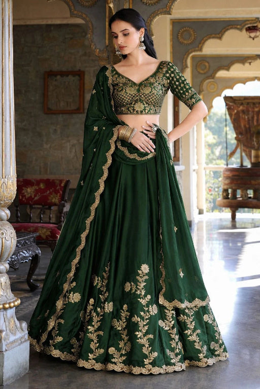 Embroidered Semi Stitched Lehenga Choli