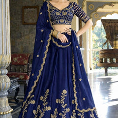 Embroidered Semi Stitched Lehenga Choli