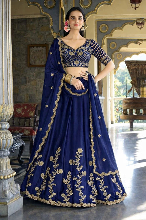Embroidered Semi Stitched Lehenga Choli