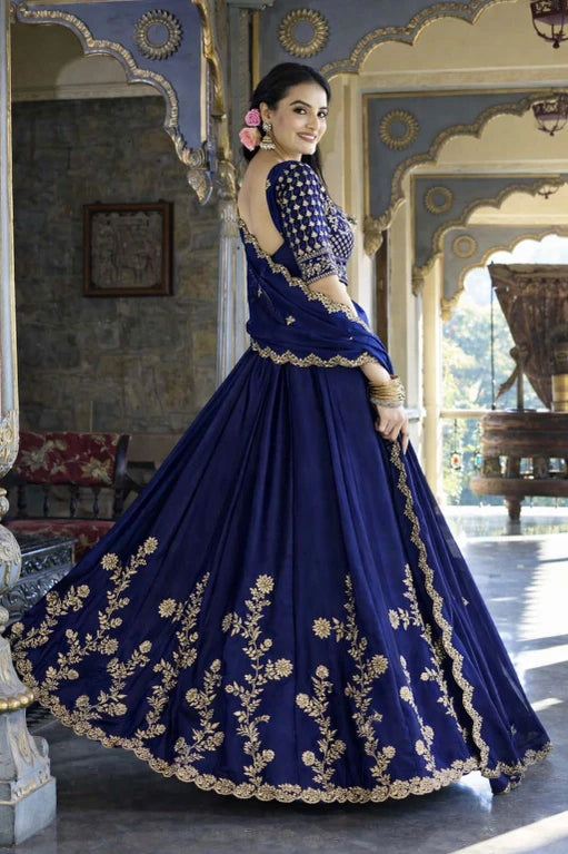 Embroidered Semi Stitched Lehenga Choli