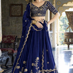 Embroidered Semi Stitched Lehenga Choli
