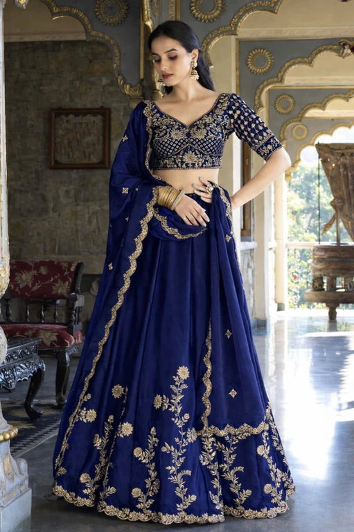 Embroidered Semi Stitched Lehenga Choli