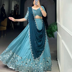 Embroidered Semi Stitched Lehenga Choli