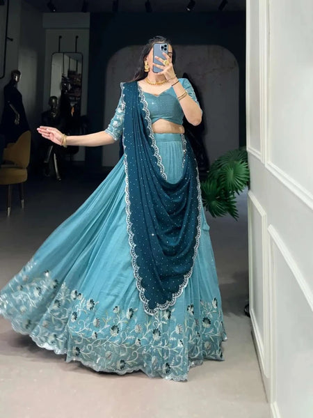 Embroidered Semi Stitched Lehenga Choli
