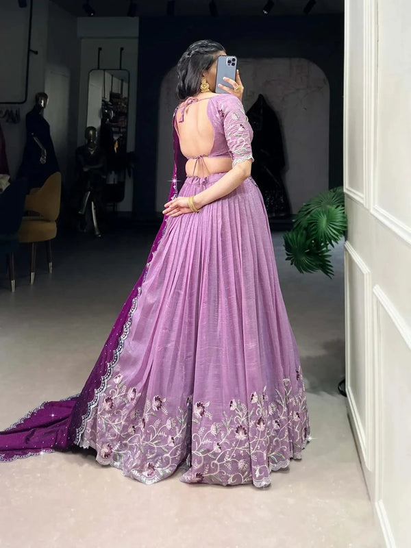 Embroidered Semi Stitched Lehenga Choli