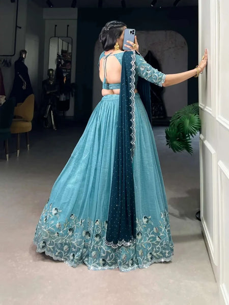 Embroidered Semi Stitched Lehenga Choli
