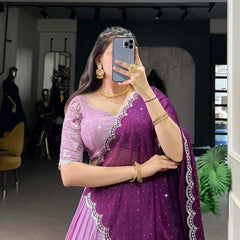 Embroidered Semi Stitched Lehenga Choli