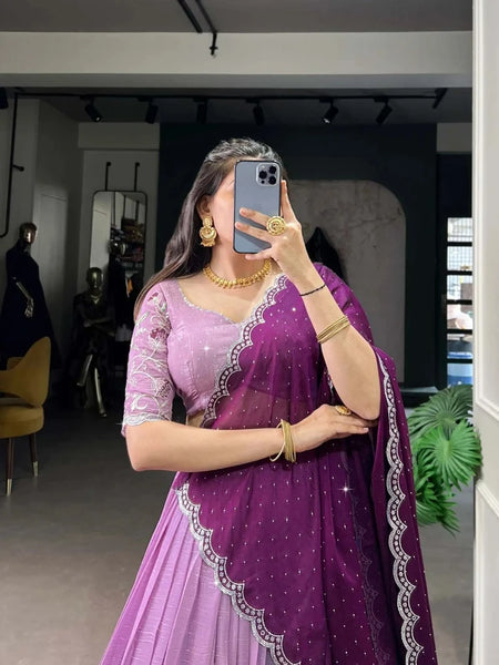 Embroidered Semi Stitched Lehenga Choli