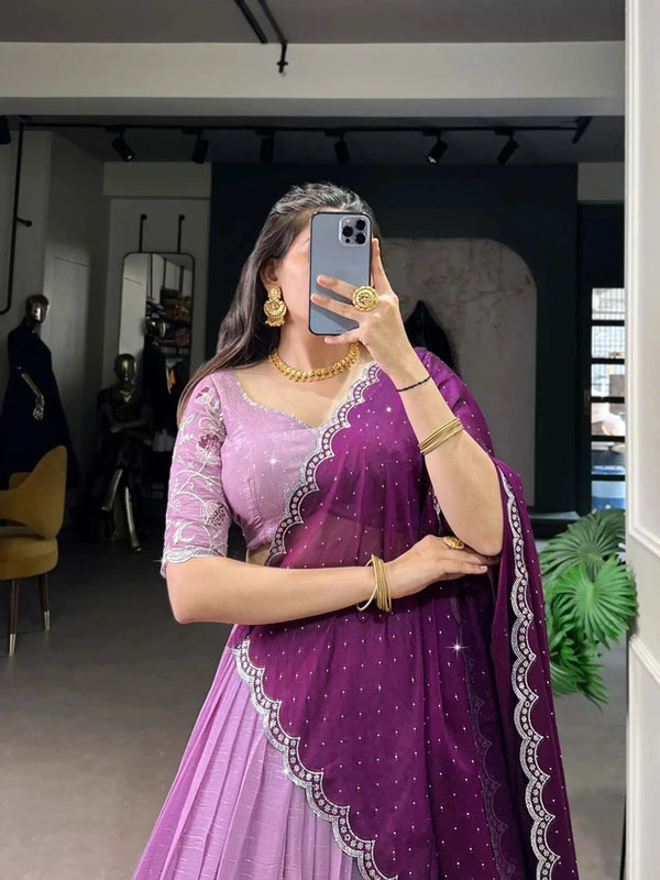 Embroidered Semi Stitched Lehenga Choli
