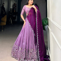 Embroidered Semi Stitched Lehenga Choli